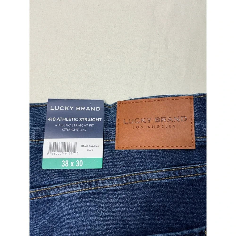 NWT Lucky Brand 410 Athletic Straight Jeans Blue Mens 38 x 30